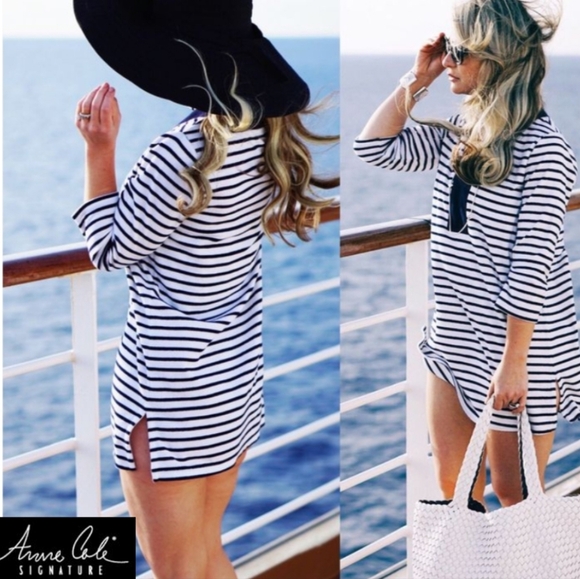 🆕 Anne Cole Striped Stretchy Cover Up Mini-Dress (Nylon & Spandex). NWT - Picture 12 of 12